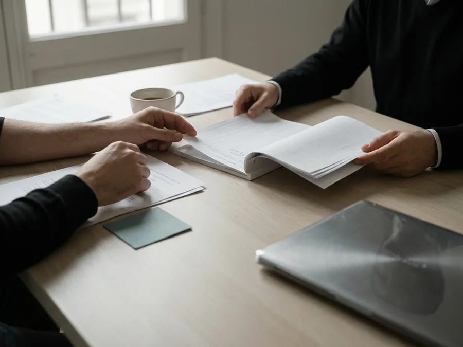 An accountant and a client working from the same books